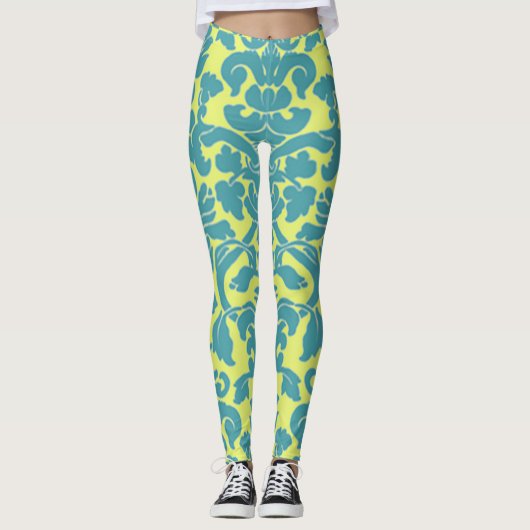 Light Blue Damask Leggings (Voorkant)