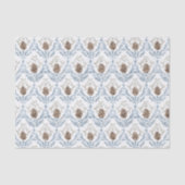 Light Blue Damask Pattern with Pine Cones Tissuepapier (Voorkant)
