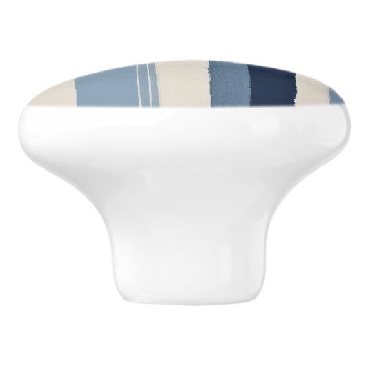 light-blue, dark-blue and white stripes keramische knop (Zijkant)