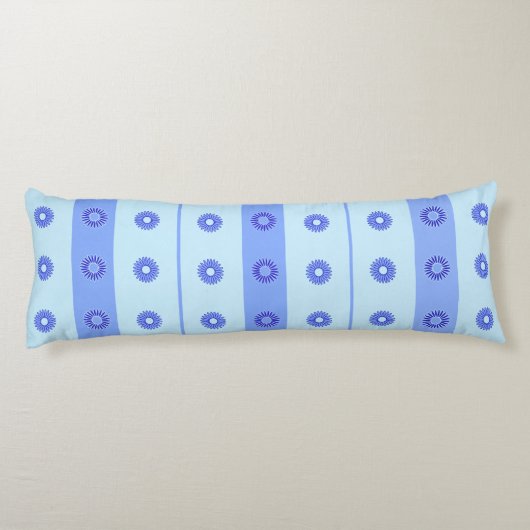 Light Blue Dark Blue Flowers Patroon Lichaamskussen (Achterkant)