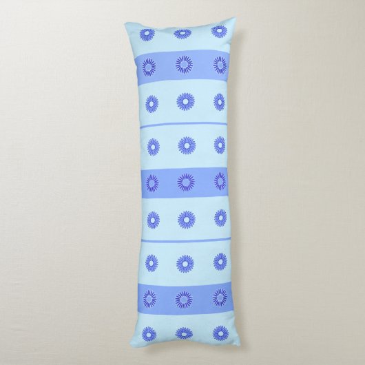 Light Blue Dark Blue Flowers Patroon Lichaamskussen (Achterkant (Verticaal))