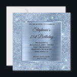 Light Blue Diamond Studded Folie 21st Birthday Kaart<br><div class="desc">Creëer je eigen fancy, stijlvolle feestelijke vierkant voor je beste vriend. De bekleding kenmerkt een vierkant lichtblauwe ombre folie voor haar nodigt informatie uit. U kunt de zwarte doopvontstijlen, kleur en grootte aanpassen. Op de achtergrond is een faux sparkly blue diamantglitter afgebeeld die luxe moderne digitale kunst van de folie...</div>