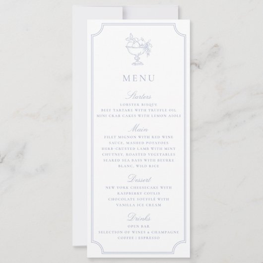 Light Blue Double Frame Wedding Menu Kaart (Voorkant)