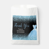 Light Blue Dress Faux Glitter Quinceanera Bedankzakje (Voorkant)