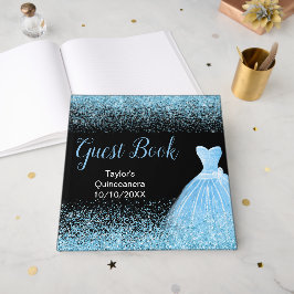 Light Blue Dress Faux Glitter Quinceanera Gastenboek