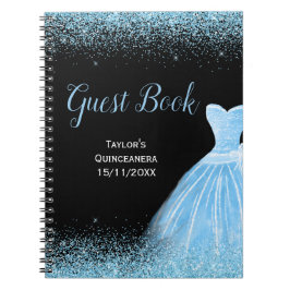 Light Blue Dress Faux Glitter Quinceanera Notitieboek