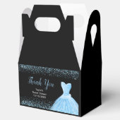 Light Blue Dress Faux Glitter Sweet 16 Birthday Bedankdoosjes (Geopend)