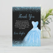 Light Blue Dress Faux Glitter Sweet 16 Birthday Bedankkaart (Staand voorkant)