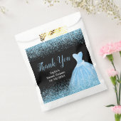 Light Blue Dress Faux Glitter Sweet 16 Birthday Bedankzakje (Gezegeld)