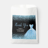 Light Blue Dress Faux Glitter Sweet 16 Birthday Bedankzakje (Voorkant)
