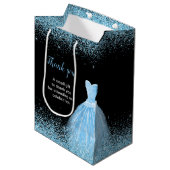 Light Blue Dress Faux Glitter Sweet 16 Birthday Medium Cadeauzakje (Voorkant Gekanteld)