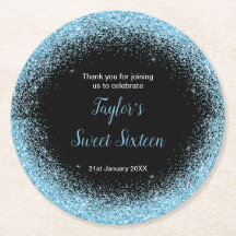 Light Blue Dress Faux Glitter Sweet 16 Birthday