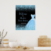 Light Blue Dress Faux Glitter Sweet 16 Welcome Poster (Keuken)