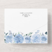 Light Blue Dusty Pastel Flower Floral Wedding RSVP All In One Uitnodiging (Achterkant)