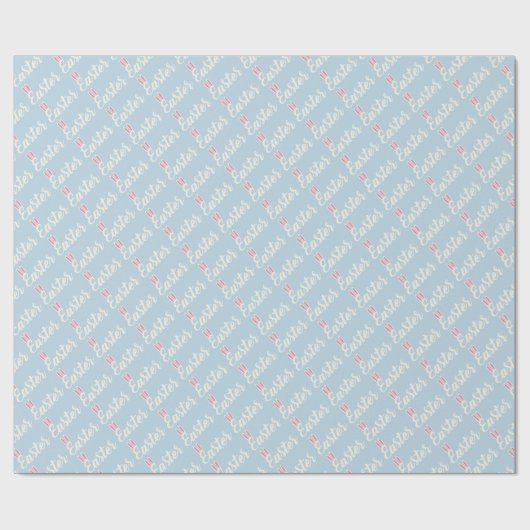Light Blue “Easter” Script Wrapping Paper Cadeaupapier (Vlak)