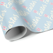 Light Blue “Easter” Script Wrapping Paper Cadeaupapier (Rol Hoek)