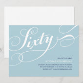 Light Blue Elegant 60th Birthday Invitations Kaart (Voorkant / Achterkant)