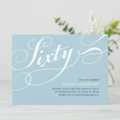 Light Blue Elegant 60th Birthday Invitations Kaart (Staand voorkant)