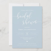 Light Blue Elegant Bridal Shower Invitation Kaart (Voorkant)