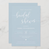 Light Blue Elegant Bridal Shower Invitation Kaart (Voorkant / Achterkant)