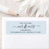 Light Blue Elegant Chic Future MR en MRS Address Etiket (Insitu)
