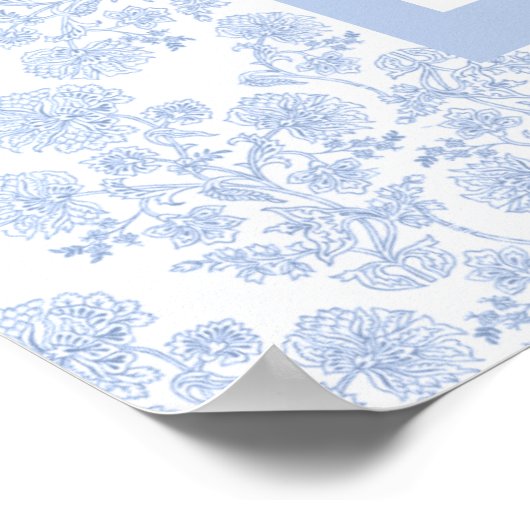 Light Blue Elegant Floral Toile Seating Chart Poster (Hoek)