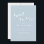 Light Blue Elegant Sweet Sixteen Uitnodiging<br><div class="desc">Deze simpele,  maar elegante lieflijke zestien uitnodiging is de perfecte manier om vrienden en familie uit te nodigen om het verjaardagsmeisje te vieren!</div>