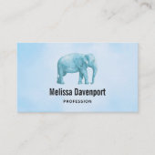 Light Blue Elephant op Dreamweaver Blue Waterverf Visitekaartje (Voorkant)