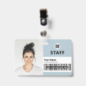 Light Blue Employee Business Foto Personeel ID Badge (Voorkant met clip)