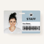 Light Blue Employee Business Foto Personeel ID Badge (Voorkant)