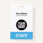 Light Blue Employee Name Business Logo Label Badge (Voorkant)