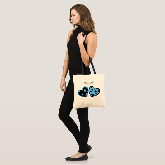 Light Blue en Black Hearts Bag Tote Bag (Voorkant (model))