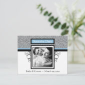 Light Blue en Black Save the Date Photo Cards (Staand voorkant)