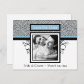 Light Blue en Black Save the Date Photo Cards (Voorkant / Achterkant)