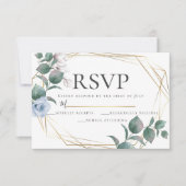 Light Blue en Blush Peony Magnolia Wedding RSVP Kaart (Voorkant)