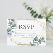 Light Blue en Blush Peony Magnolia Wedding RSVP Kaart (Staand voorkant)