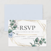 Light Blue en Blush Peony Magnolia Wedding RSVP Kaart (Voorkant / Achterkant)