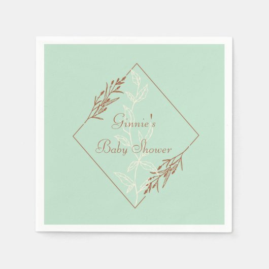 Light Blue en Brown Baby shower Paper Napkin Servet (Voorkant)