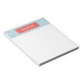 Light Blue en Coral Greek Key Patroon Notitieblok (Schuin)