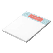 Light Blue en Coral Greek Key Patroon Notitieblok (Linkerzijde)