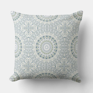 Light Blue en Green Medallion Design Kussen