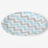 Light Blue en Grey Chevron - Modern, Boy Papieren Bordje (Gekanteld)
