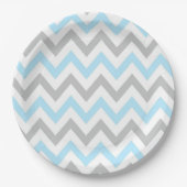 Light Blue en Grey Chevron - Modern, Boy Papieren Bordje (Voorkant)