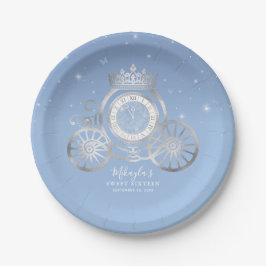 Light Blue en Silver Cinderella Princess Birthday Papieren Bordje
