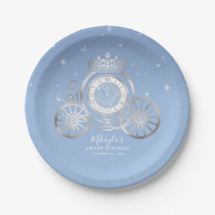 Light Blue en Silver Cinderella Princess Birthday Papieren Bordje