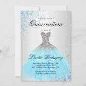 Light Blue en Silver Quinceanera Kaart (Voorkant)