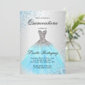 Light Blue en Silver Quinceanera Kaart (Staand voorkant)