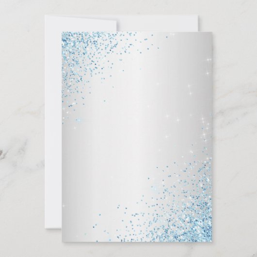 Light Blue en Silver Quinceanera Kaart (Achterkant)