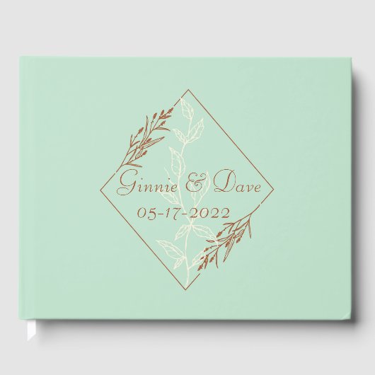 Light Blue en Tan Elegant Wedding Guest Book Gastenboek (Voorkant)