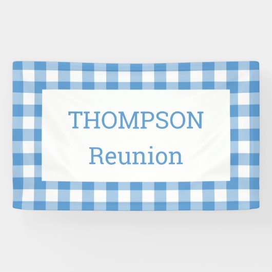 Light Blue en White Buffalo Check Reunion Party Spandoek (Horizontaal)